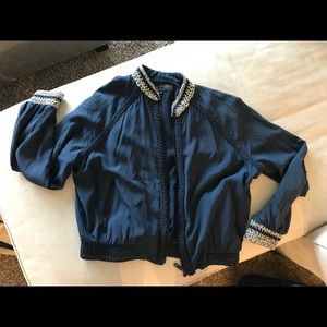 rag & bone navy silk bomber jacket